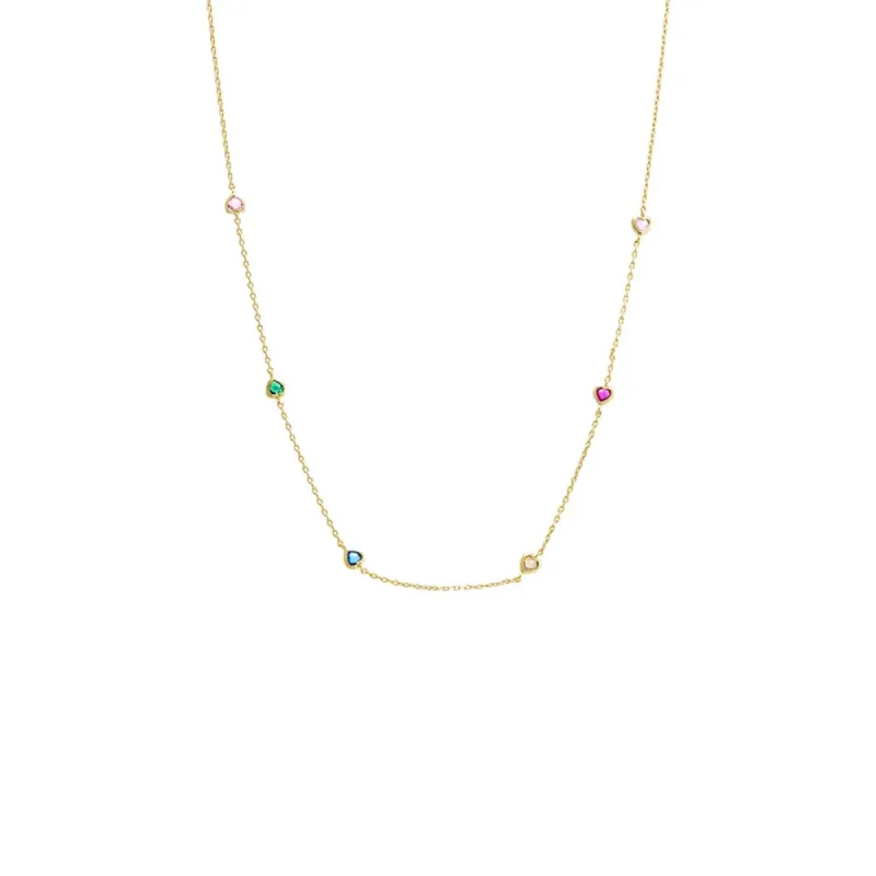 Colored CZ Multi Heart Chain Necklace sold by Adina Eden's