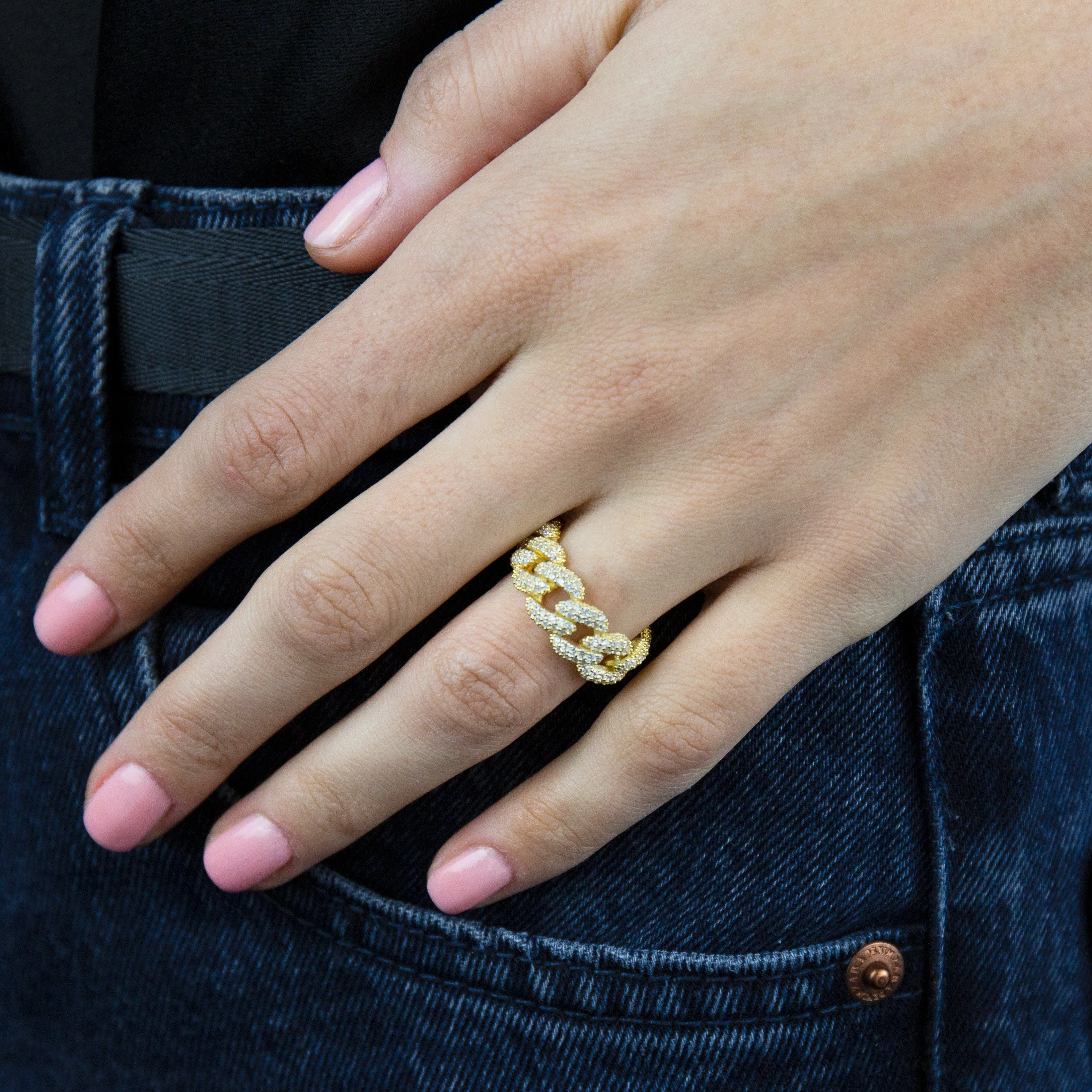 Pavé Chain Link Ring sold by Adina Eden's product image thumbnail 2