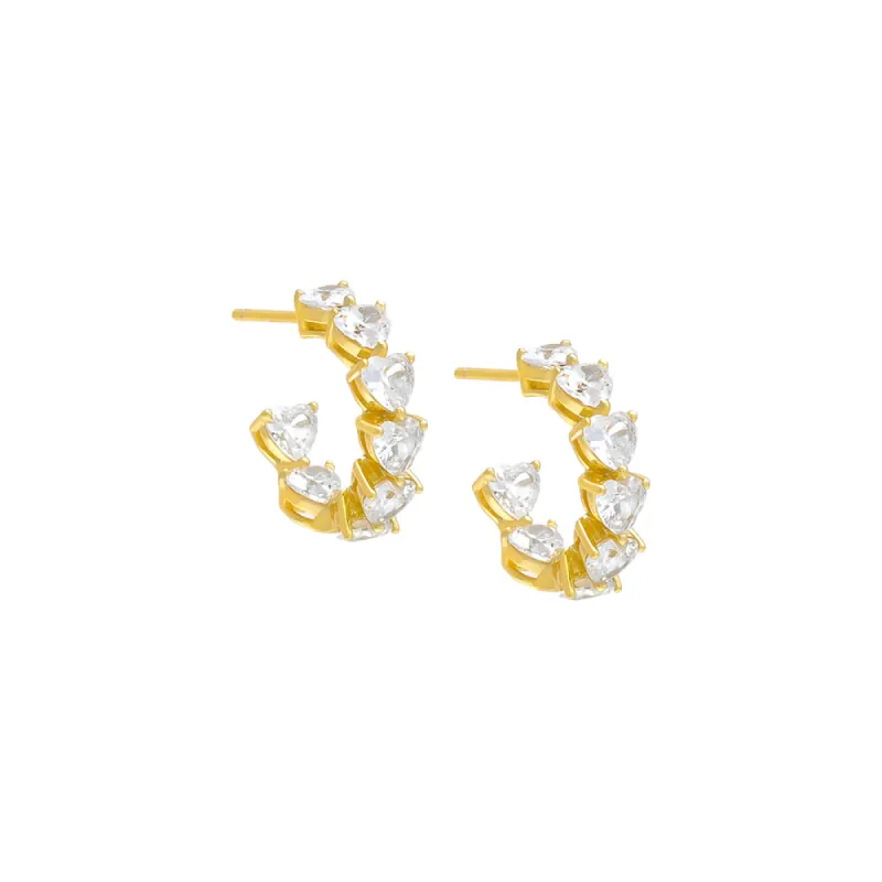 Multi CZ Heart Hoop Earring sold by Adina Eden's