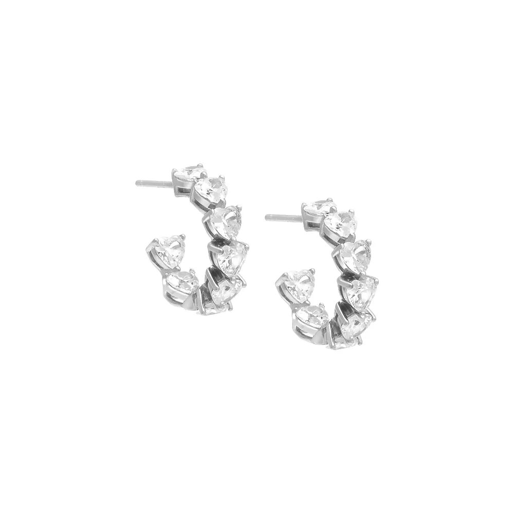 Multi CZ Heart Hoop Earring sold by Adina Eden's product image thumbnail 4