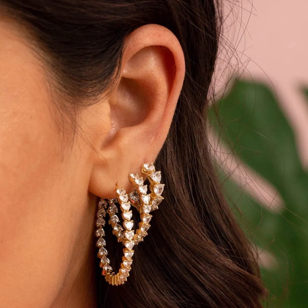 Multi CZ Heart Hoop Earring sold by Adina Eden's product image thumbnail 2