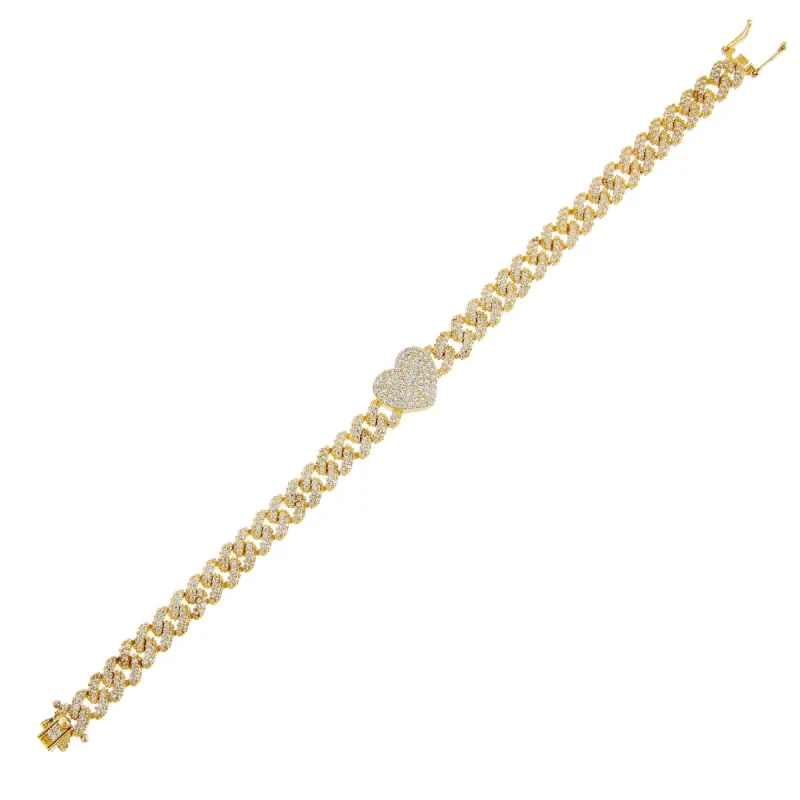Pavé Heart Chain Link Bracelet sold by Adina Eden's