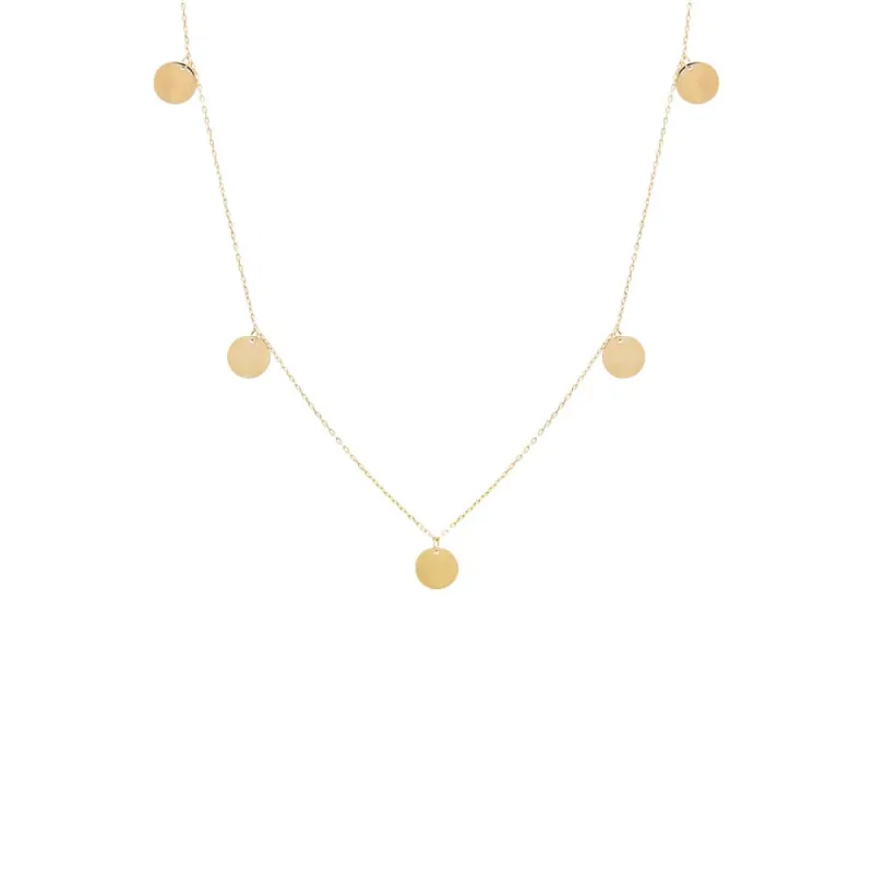 Solid Dangling Discs Necklace 14K sold by Adina Eden's