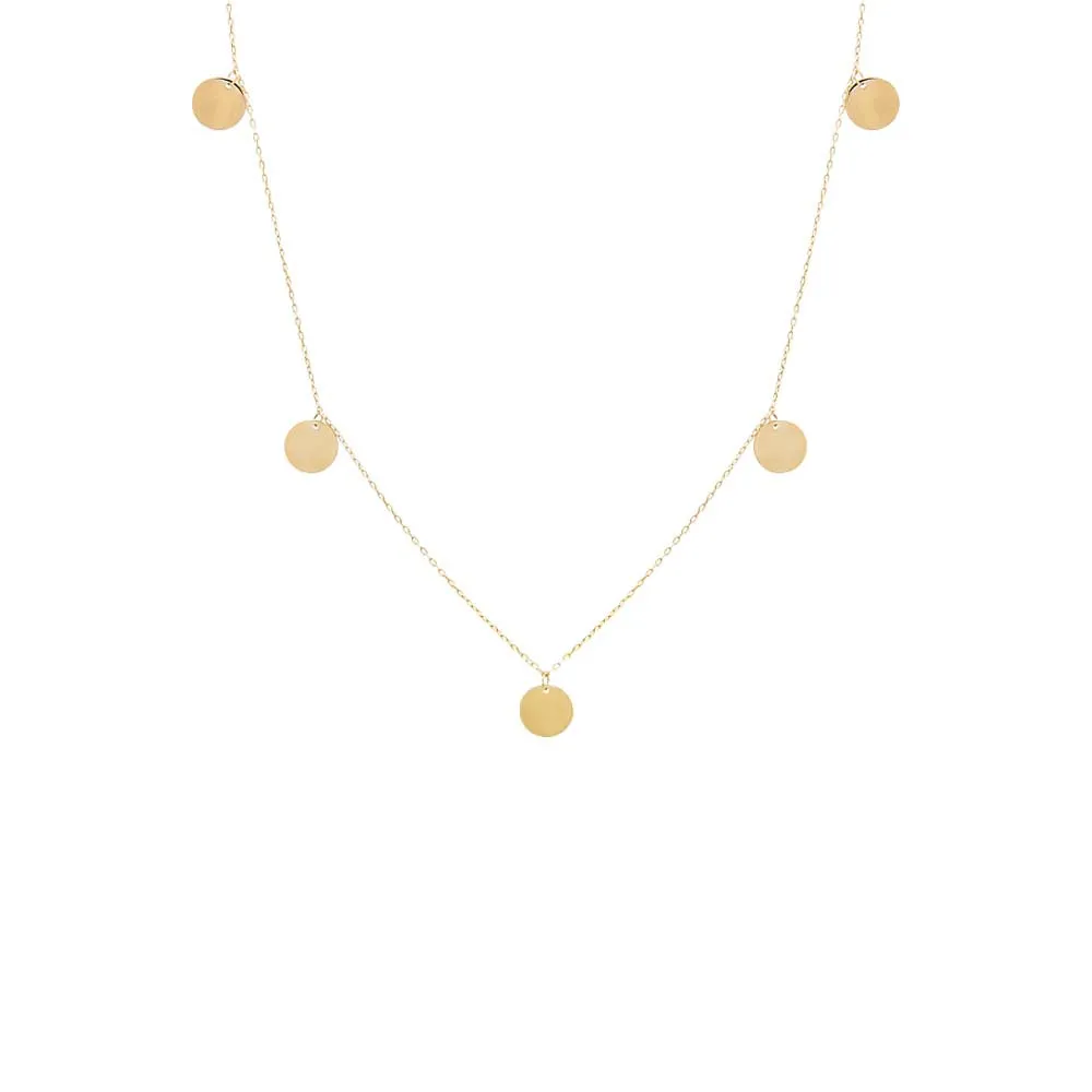 Solid Dangling Discs Necklace 14K sold by Adina Eden's