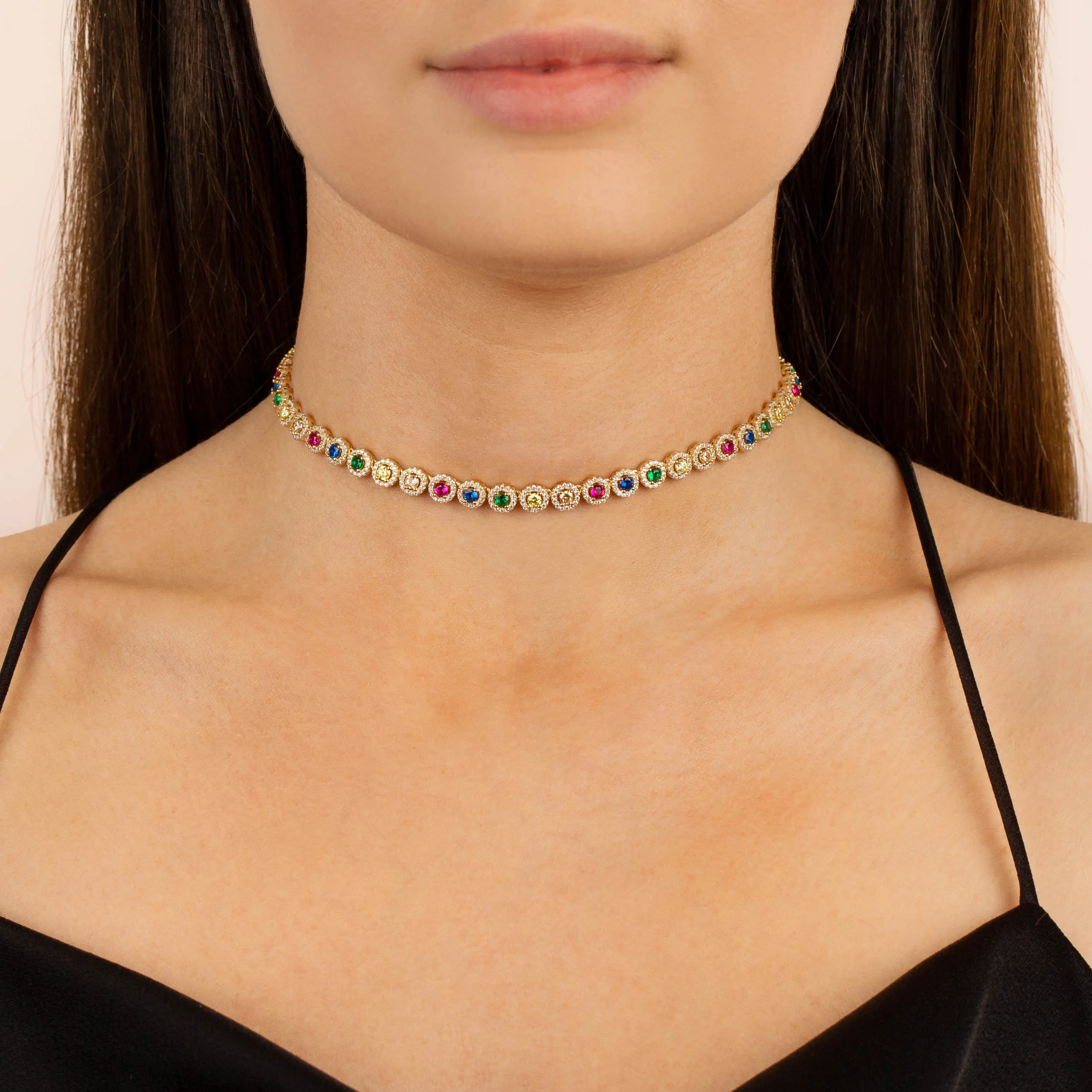 CZ Halo Multi-Color Choker sold by Adina Eden's product image thumbnail 2