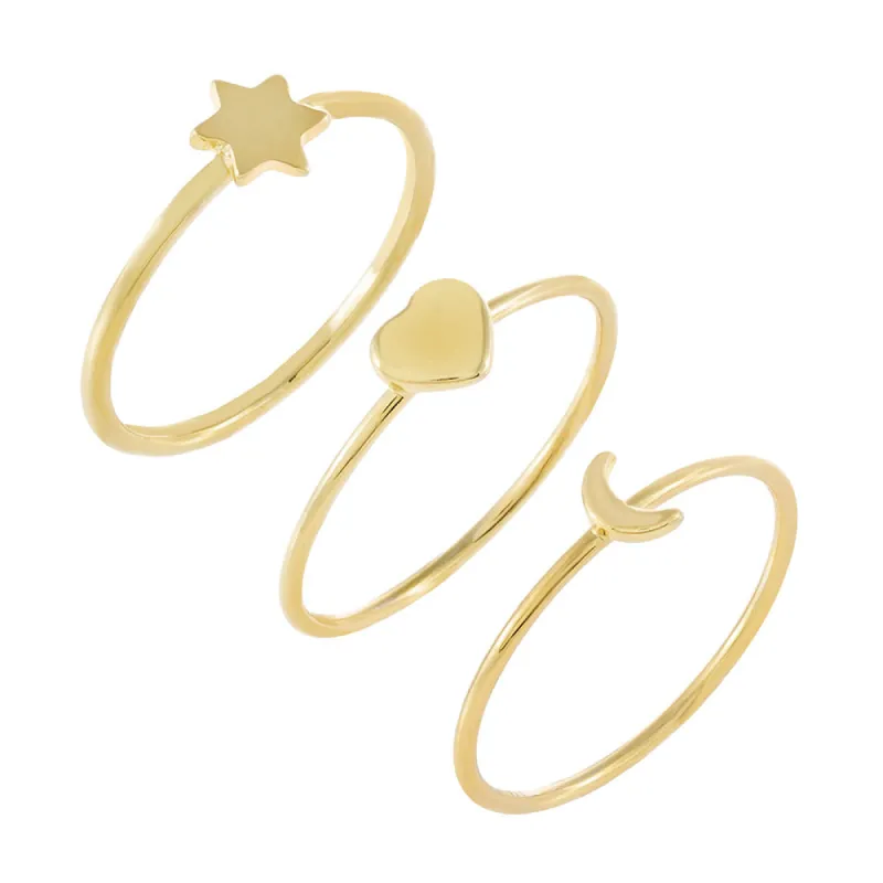 Solid Charms Ring Set sold by Adina Eden's