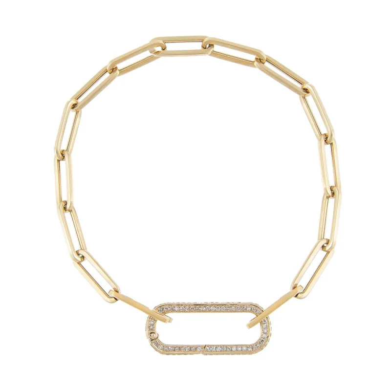 Diamond Elongated Paperclip Bracelet 14K sold by Adina Eden's