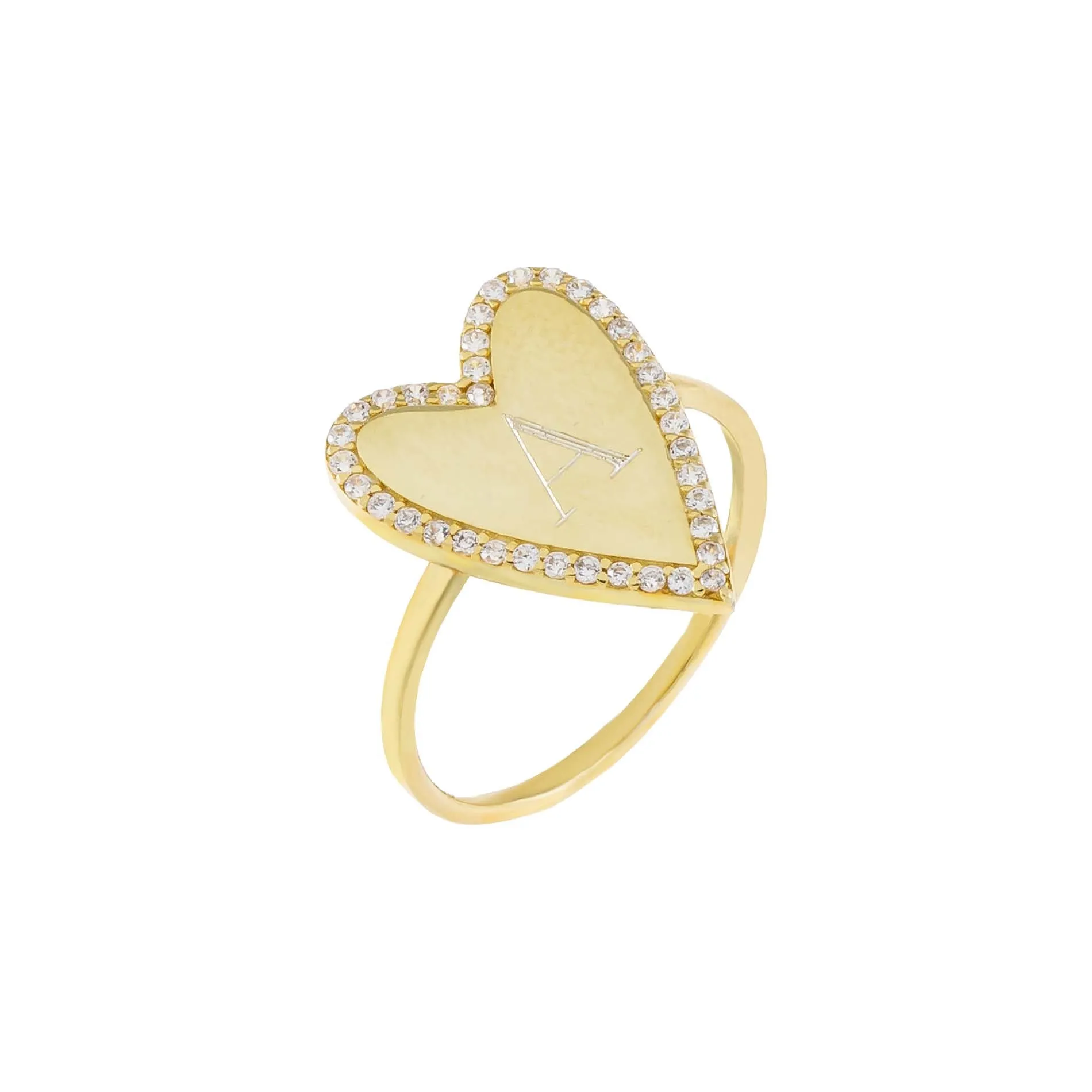 Pavé X Solid Heart Ring sold by Adina Eden's