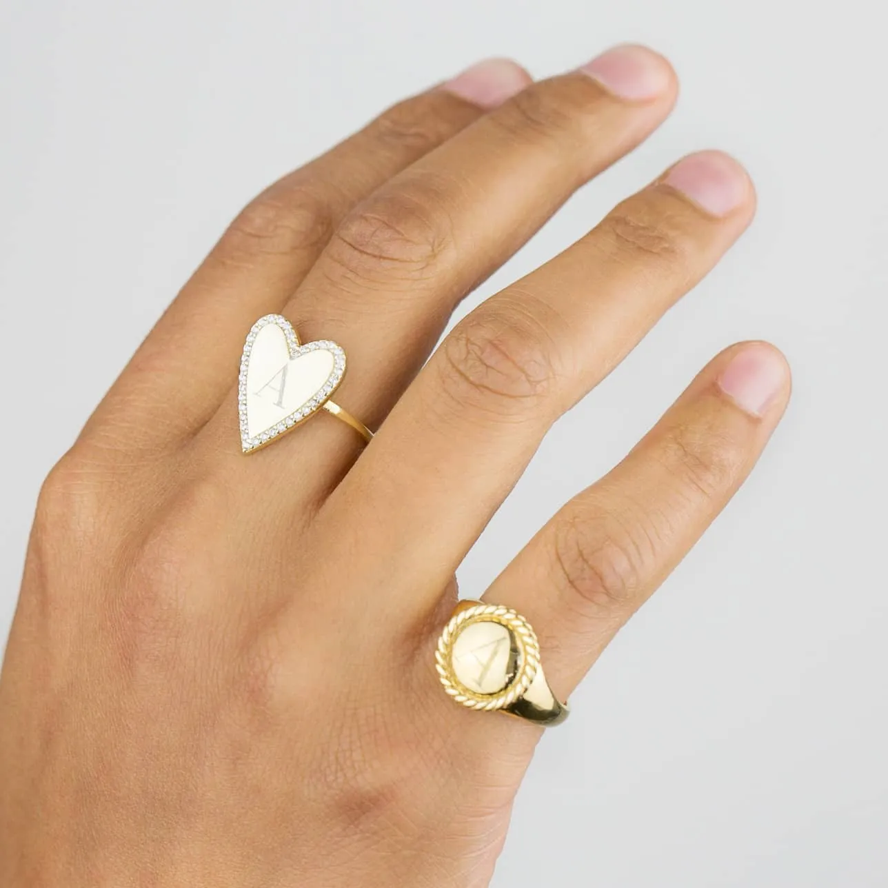Pavé X Solid Heart Ring sold by Adina Eden's product image thumbnail 2
