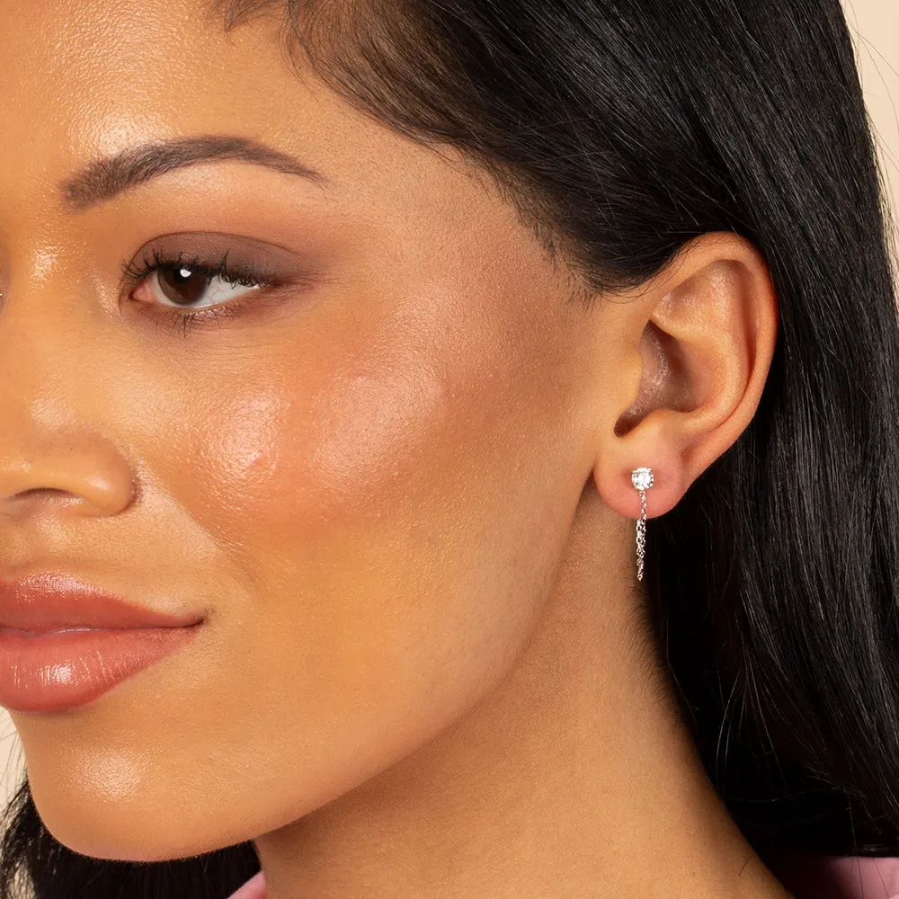 Colored Solitaire Front Back Chain Stud Earring sold by Adina Eden's product image thumbnail 2