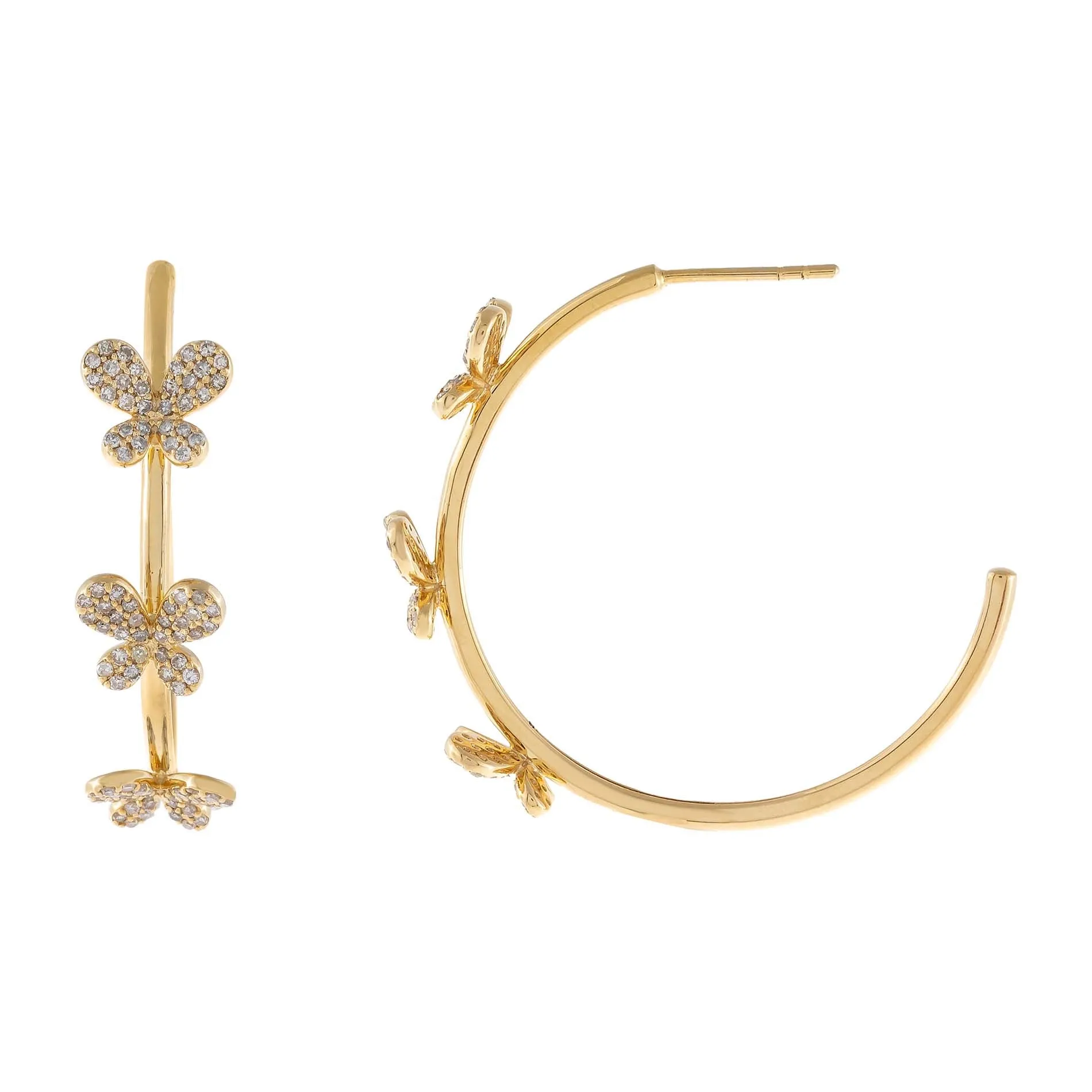 Diamond Triple Butterfly Hoop Earring 14K sold by Adina Eden's