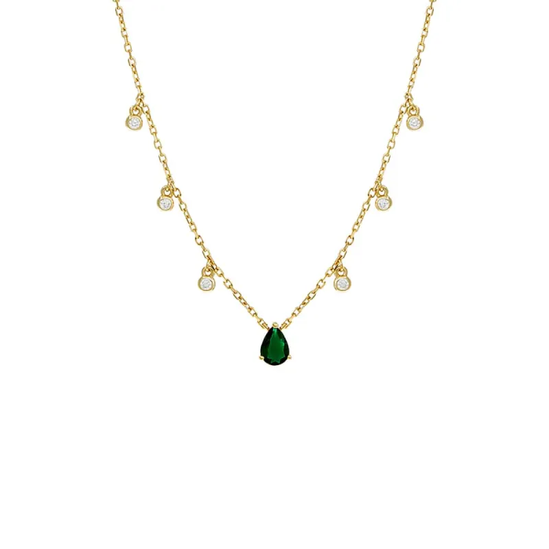 Colored Dangling Teardrop X Solitaire Bezel Necklace sold by Adina Eden's