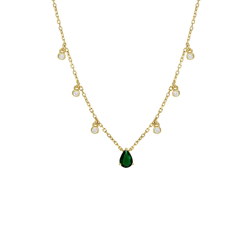 Colored Dangling Teardrop X Solitaire Bezel Necklace sold by Adina Eden's