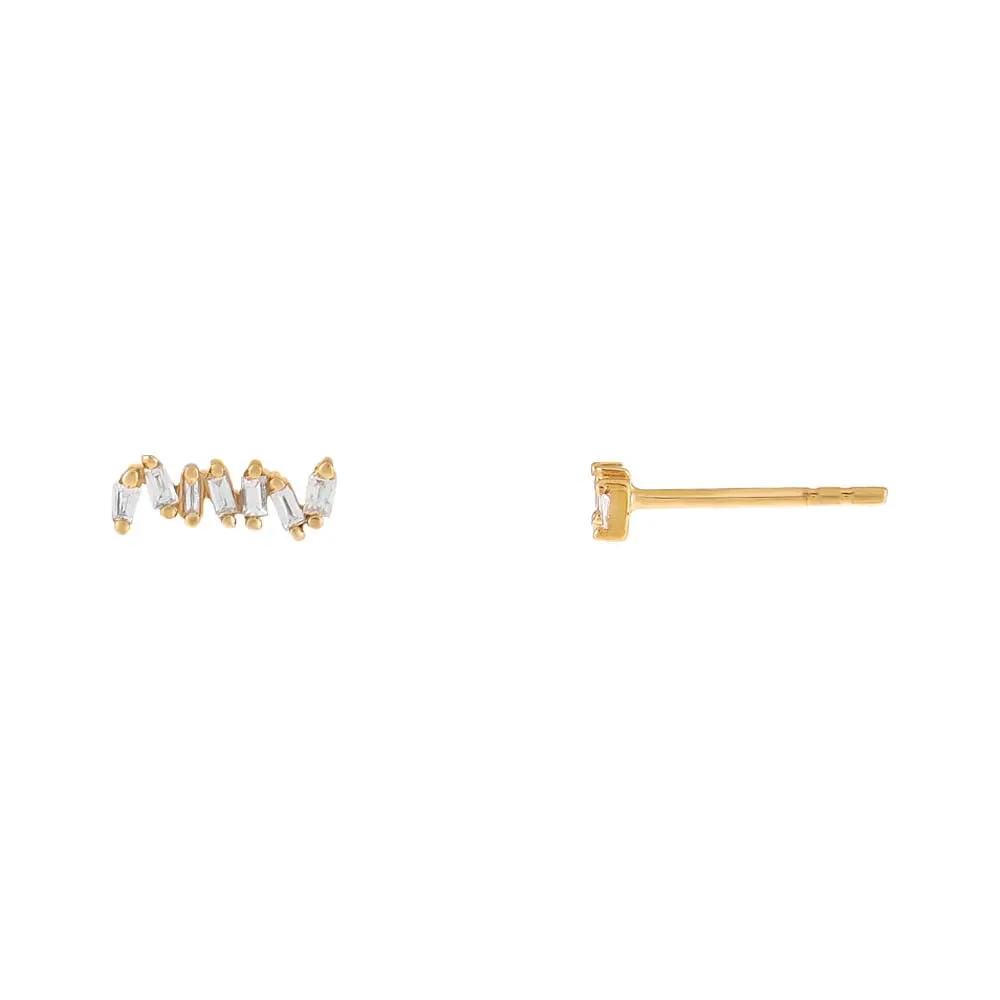 Baguette Diamond Zig Zag Stud Earring 14K sold by Adina Eden's