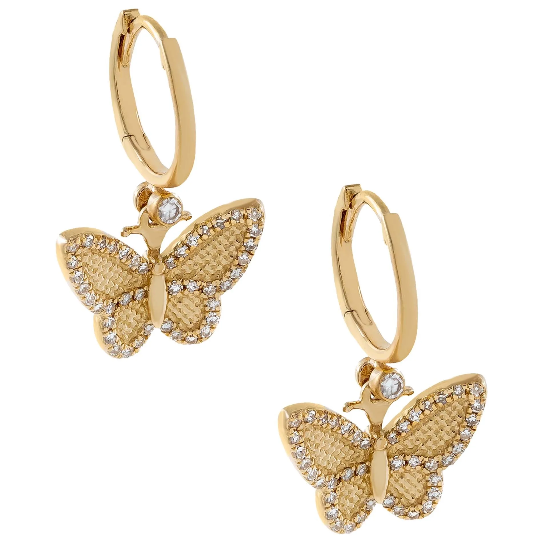 Diamond Dainty Butterfly Huggie Earring 14K sold by Adina Eden's