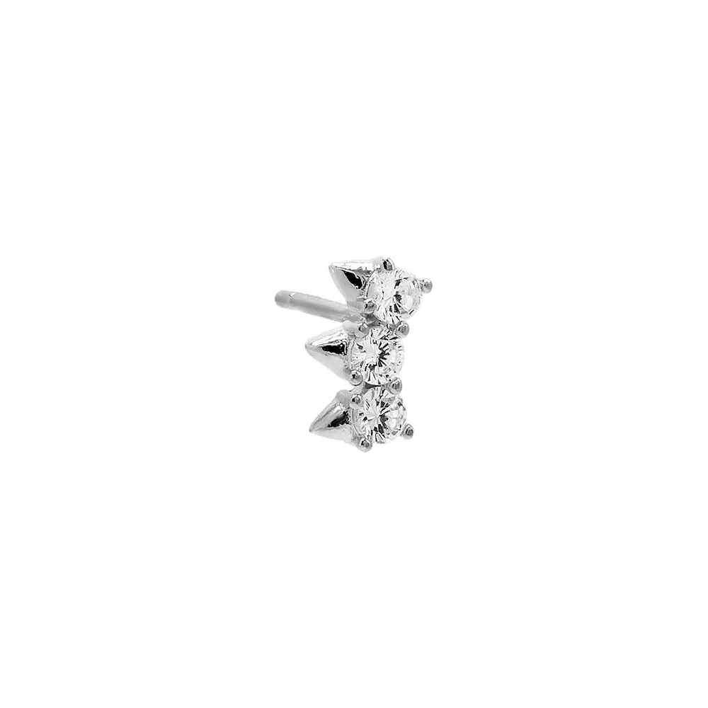 Triple CZ Curved Spike Stud Earring sold by Adina Eden's product image thumbnail 5