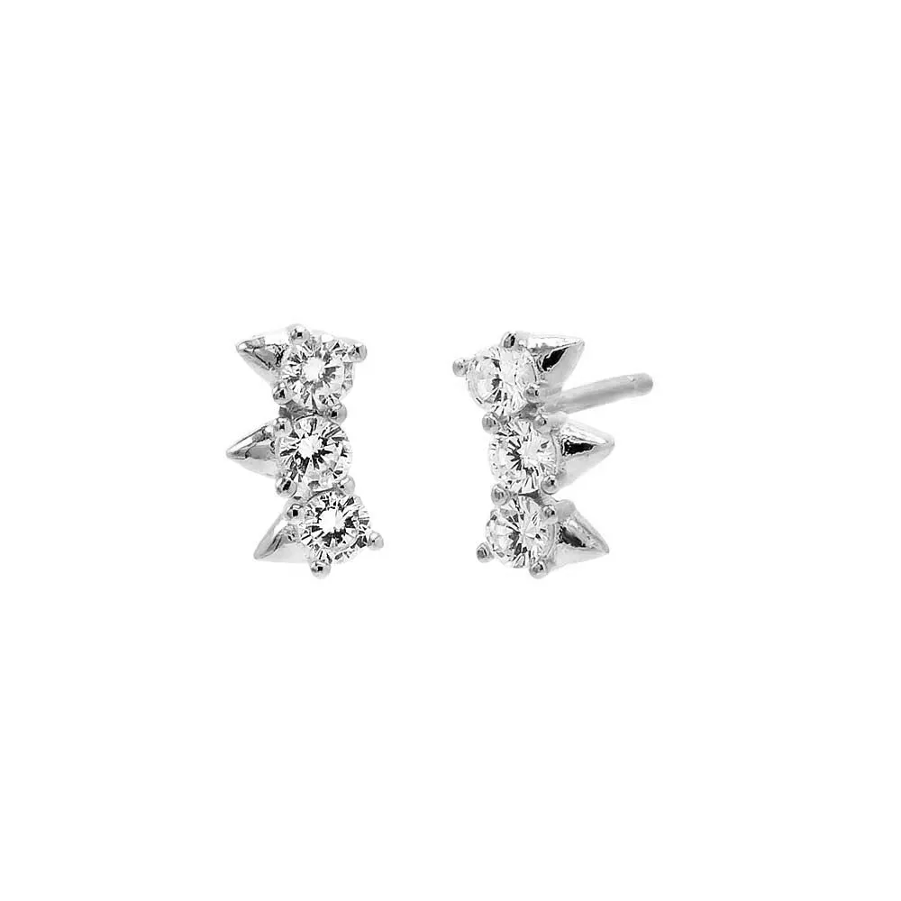 Triple CZ Curved Spike Stud Earring sold by Adina Eden's product image thumbnail 4