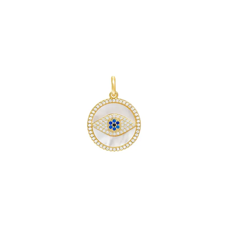 Pave Evil Eye Medallion Necklace Charm sold by Adina Eden's