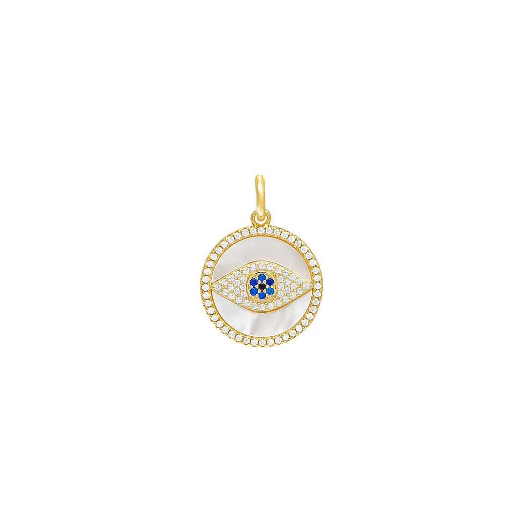 Pave Evil Eye Medallion Necklace Charm sold by Adina Eden's