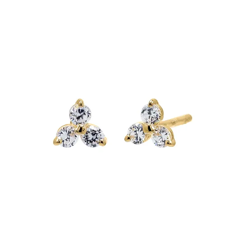 Tiny CZ Trio Cluster Stud Earring 14K sold by Adina Eden's