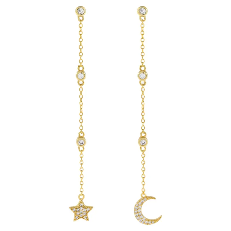 CZ Celestial Chain Drop Earring sold by Adina Eden's
