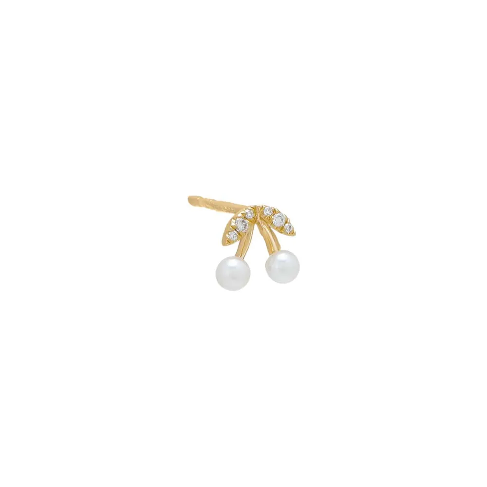 Diamond Itty Bitty Cherry Pearl Stud Earring 14K sold by Adina Eden's product image thumbnail 2