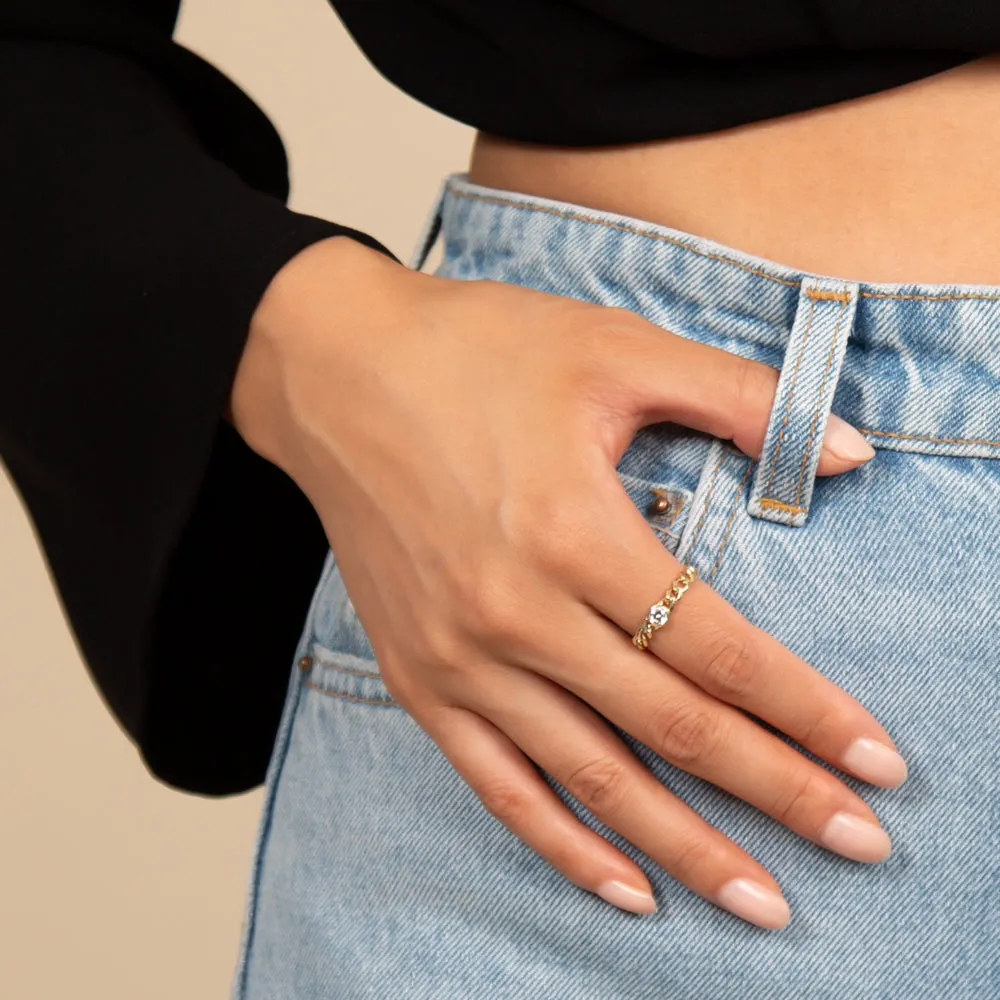 Round Bezel Cuban Ring sold by Adina Eden's product image thumbnail 2