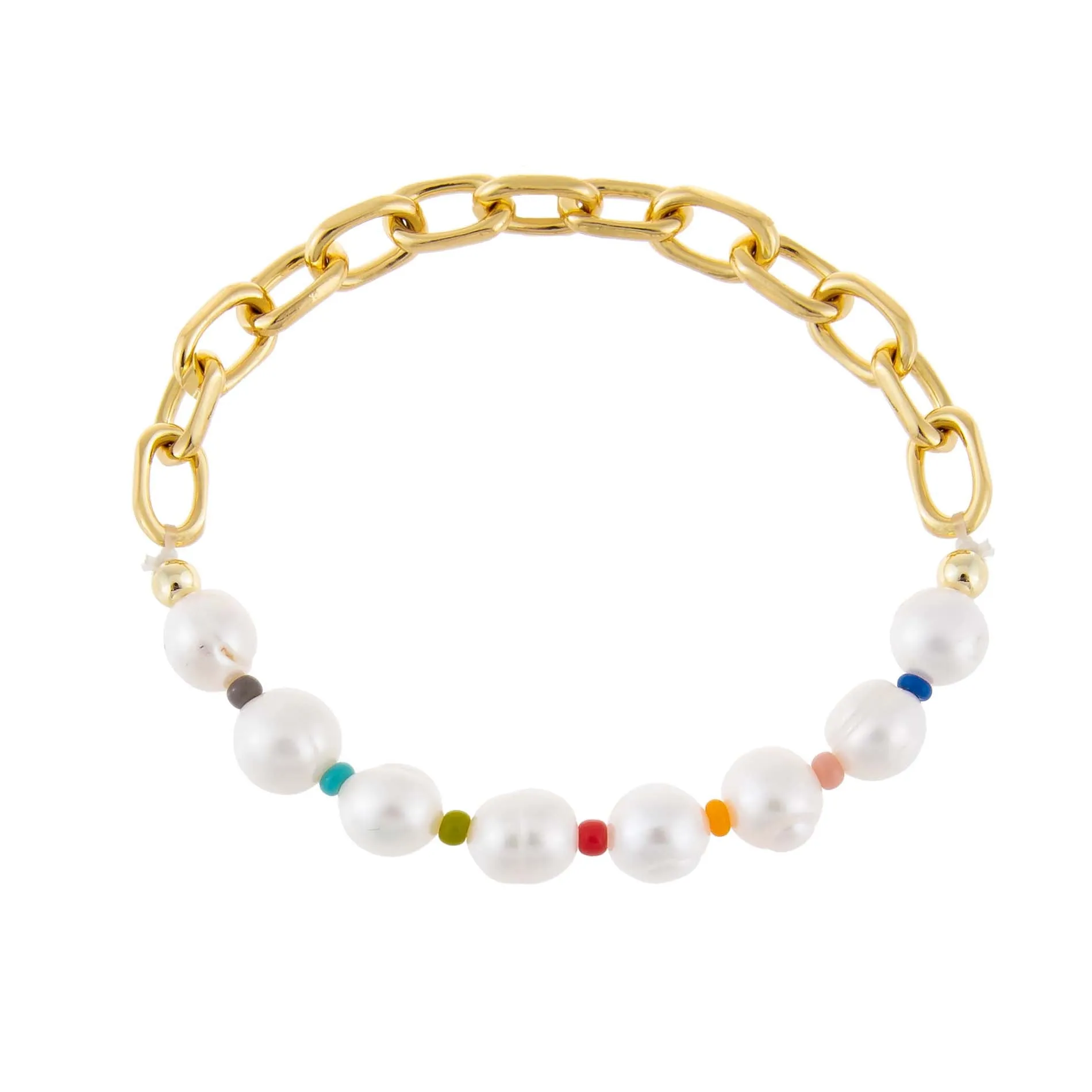 Multi Color Pearl X Link Bracelet sold by Adina Eden's