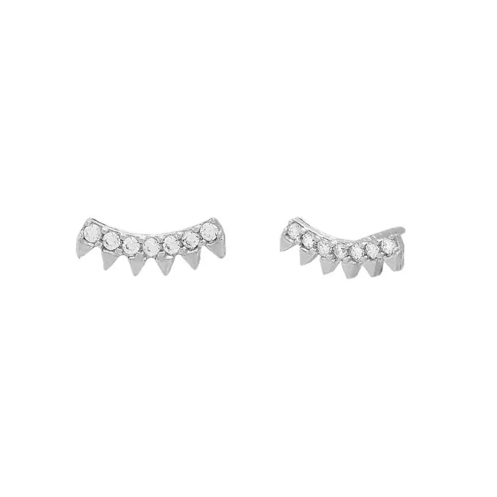Curved CZ Spike Bar Stud Earring 14K sold by Adina Eden's product image thumbnail 3
