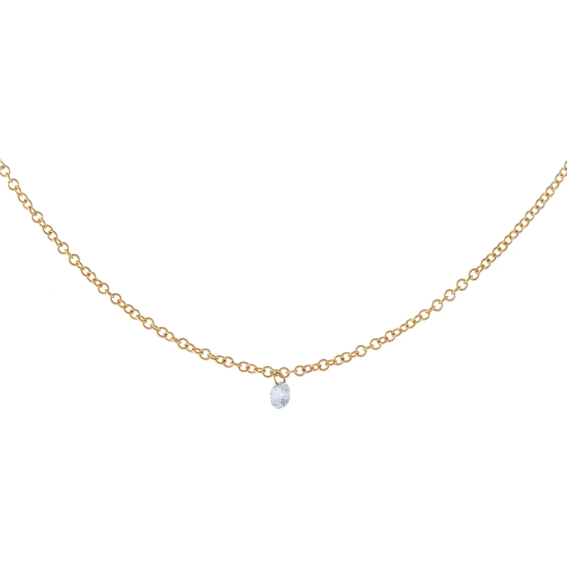 Tiny Floating Diamond Necklace 14K sold by Adina Eden's