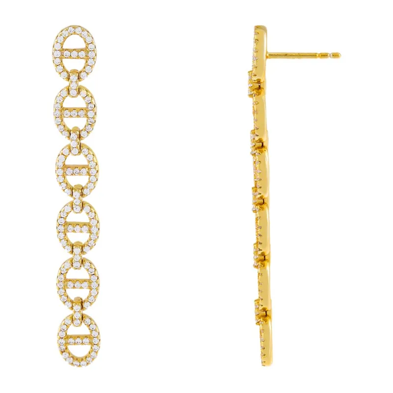 Pavé Mariner Link Drop Stud Earring sold by Adina Eden's