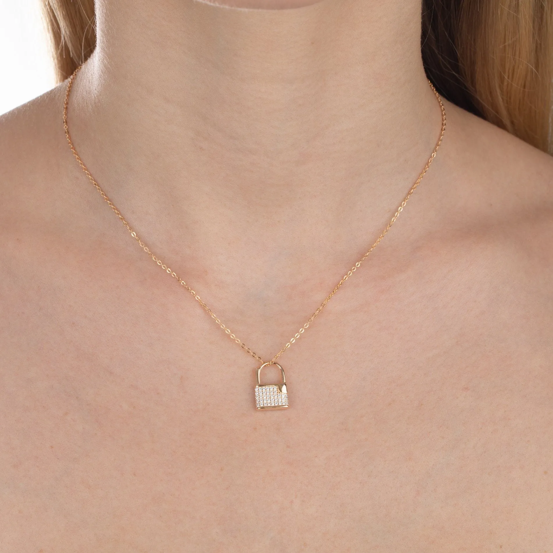 Double Sided Mini Lock Necklace sold by Adina Eden's product image thumbnail 2