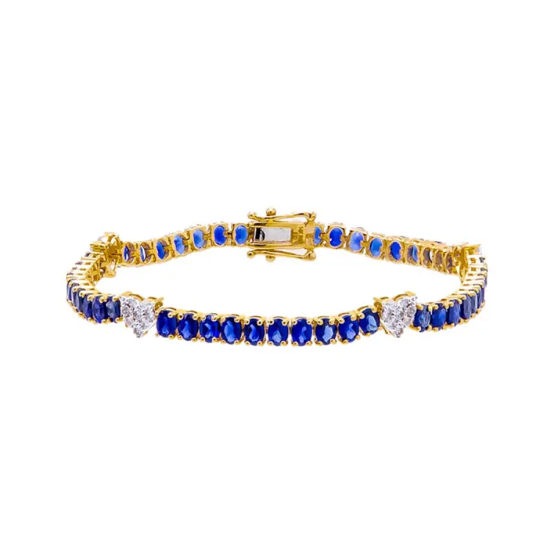 Diamond Pave Accented Sapphire Blue Tennis Bracelet 14K sold by Adina Eden's