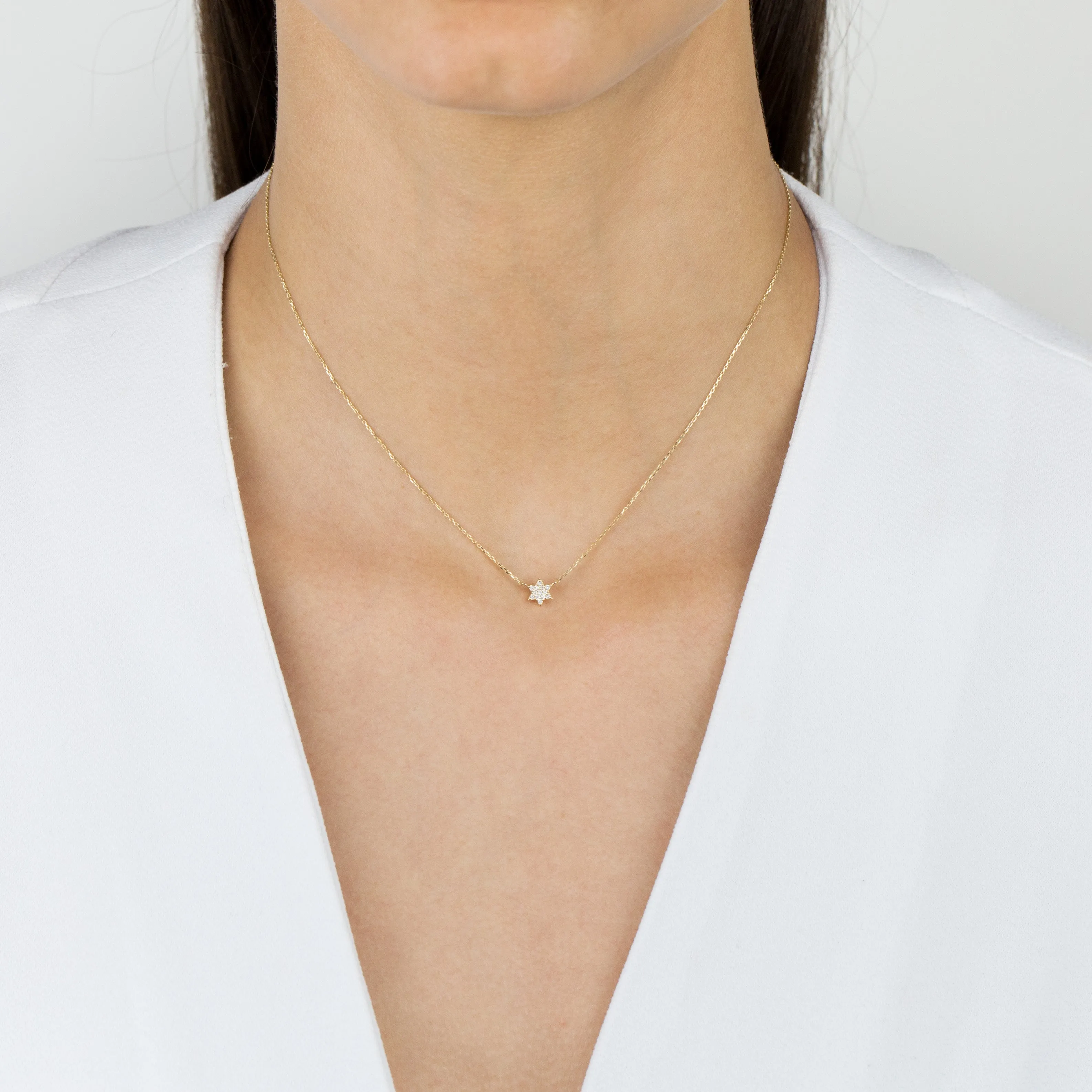Diamond Mini Star of David Necklace 14K sold by Adina Eden's product image thumbnail 2