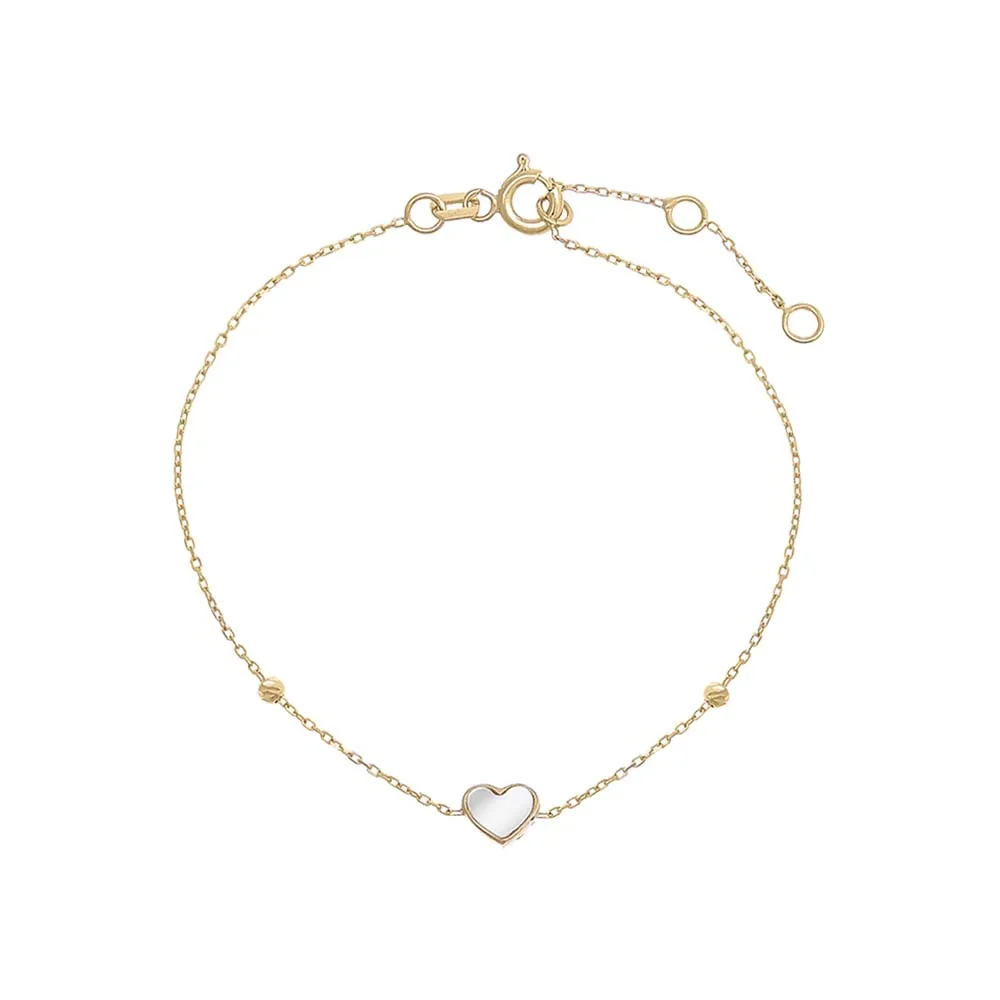 Mother Of Pearl Heart Bracelet 14K sold by Adina Eden's