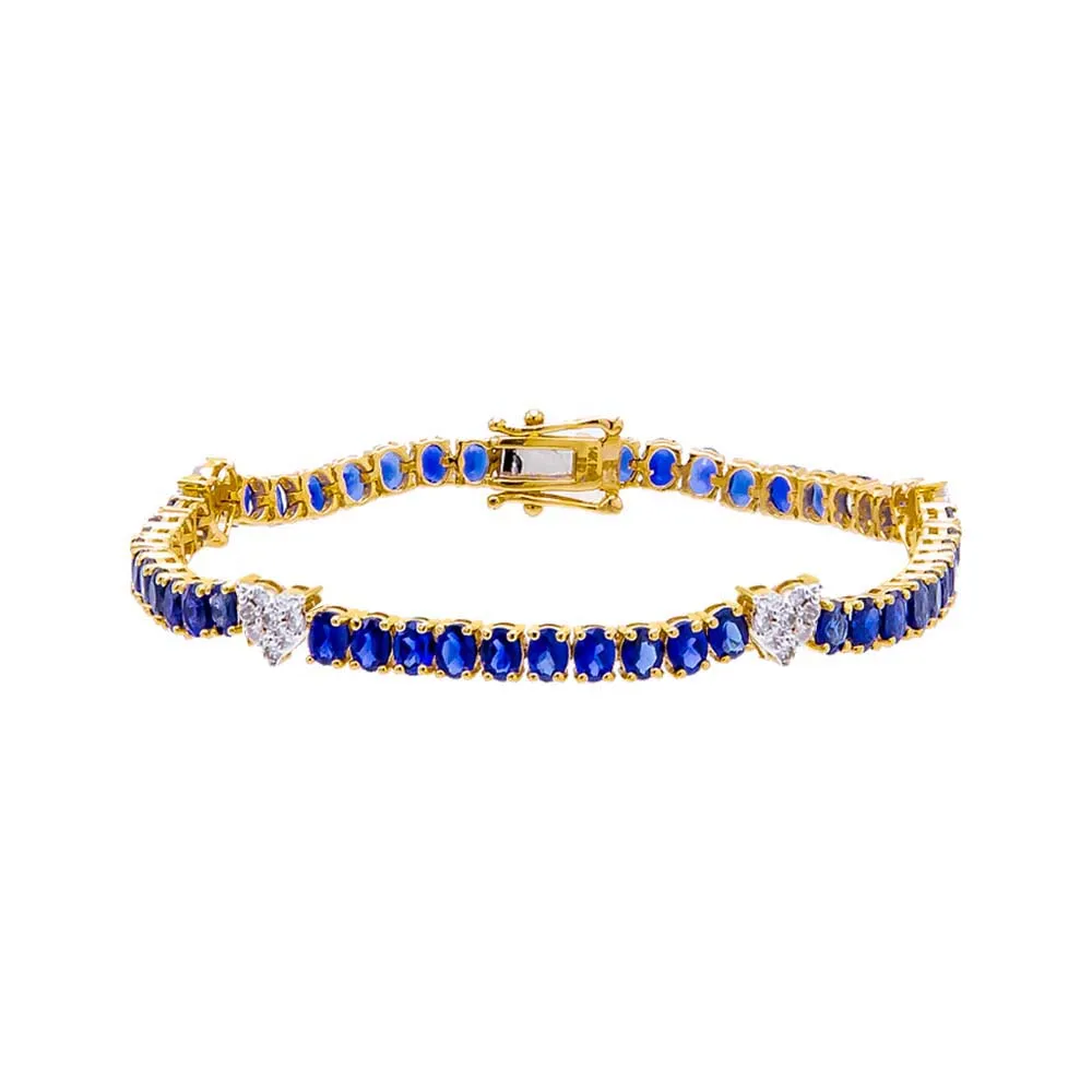 Diamond Pave Accented Sapphire Blue Tennis Bracelet 14K sold by Adina Eden's product image thumbnail 2