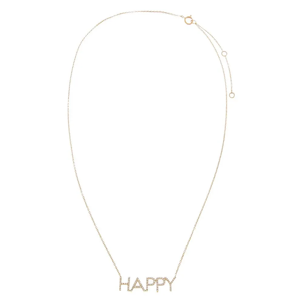 Diamond Pave Happy Nameplate Necklace 14K sold by Adina Eden's product image thumbnail 3