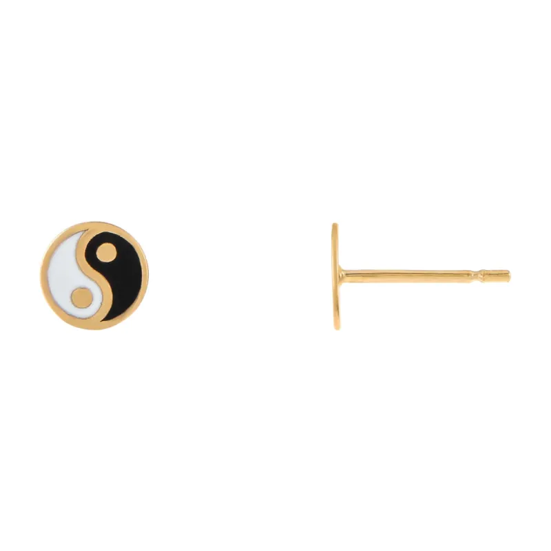 Enamel Yin & Yang Stud Earring 14K sold by Adina Eden's