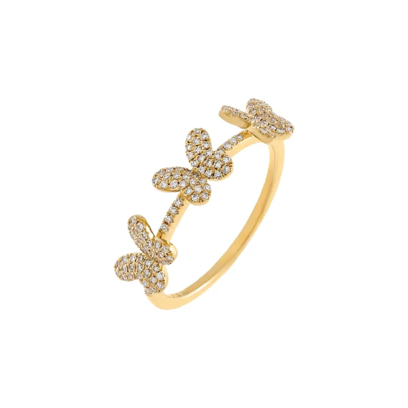 Diamond Triple Butterfly Ring 14K sold by Adina Eden's