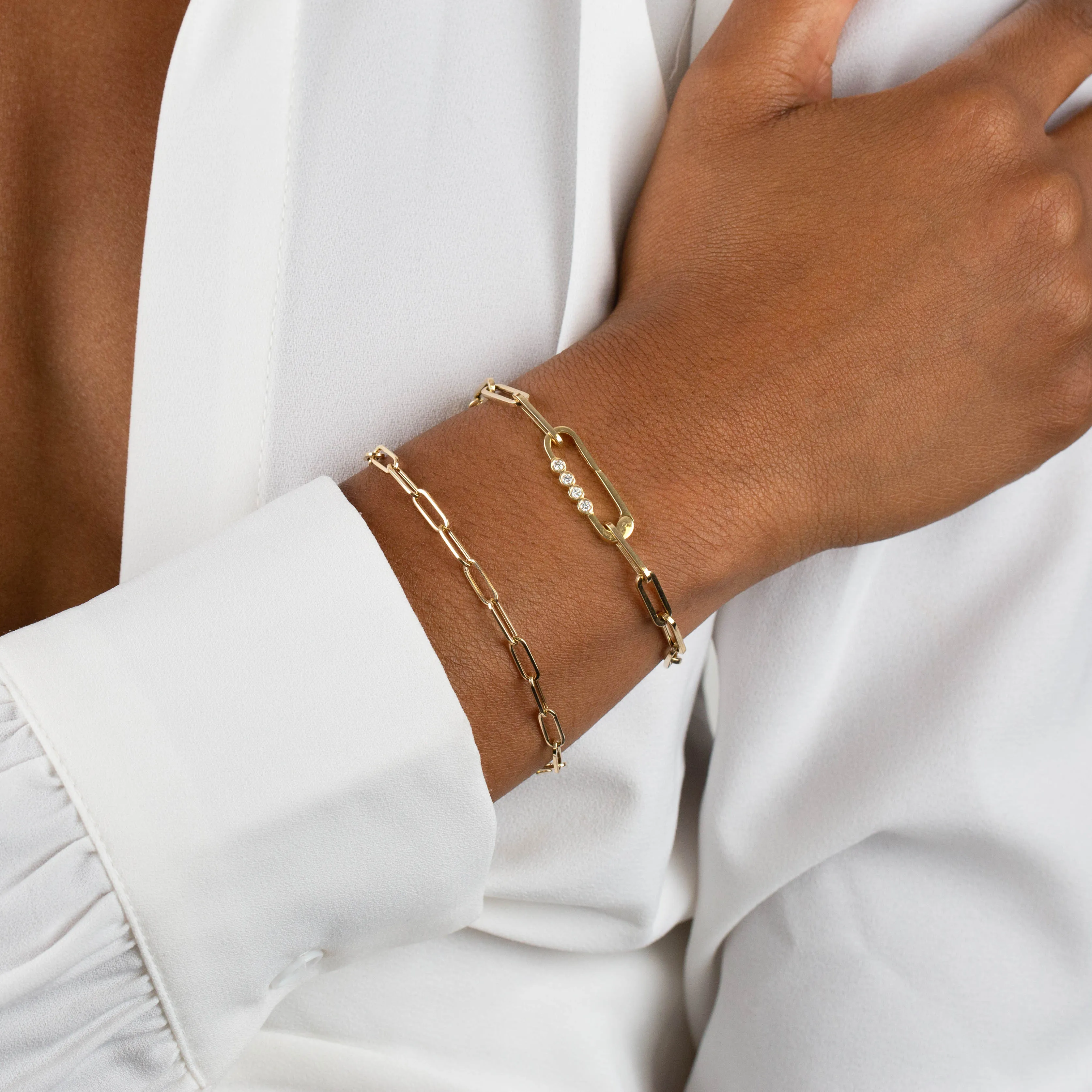 Super Hollow Chunky Paperclip Bracelet 14K sold by Adina Eden's product image thumbnail 2