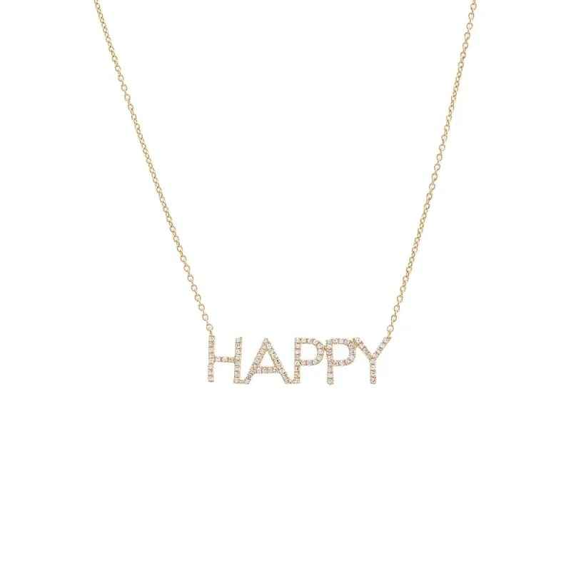 Diamond Pave Happy Nameplate Necklace 14K sold by Adina Eden's