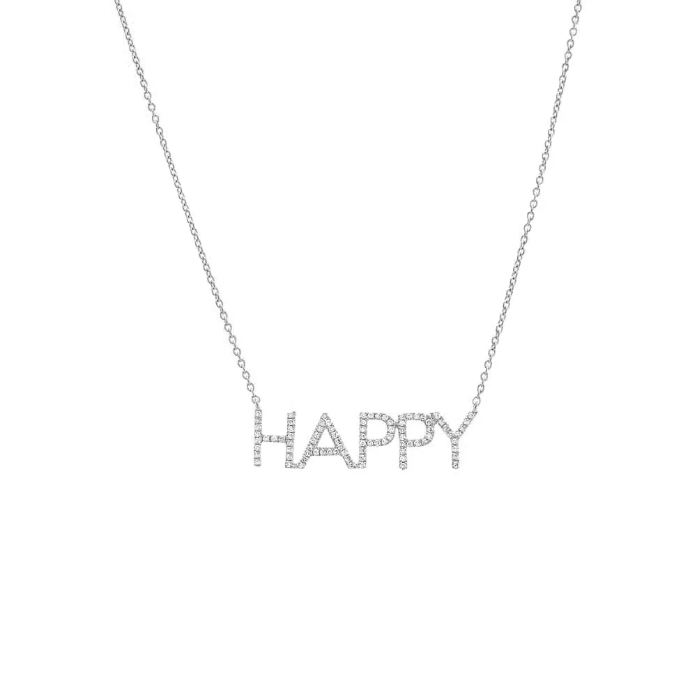Diamond Pave Happy Nameplate Necklace 14K sold by Adina Eden's product image thumbnail 4