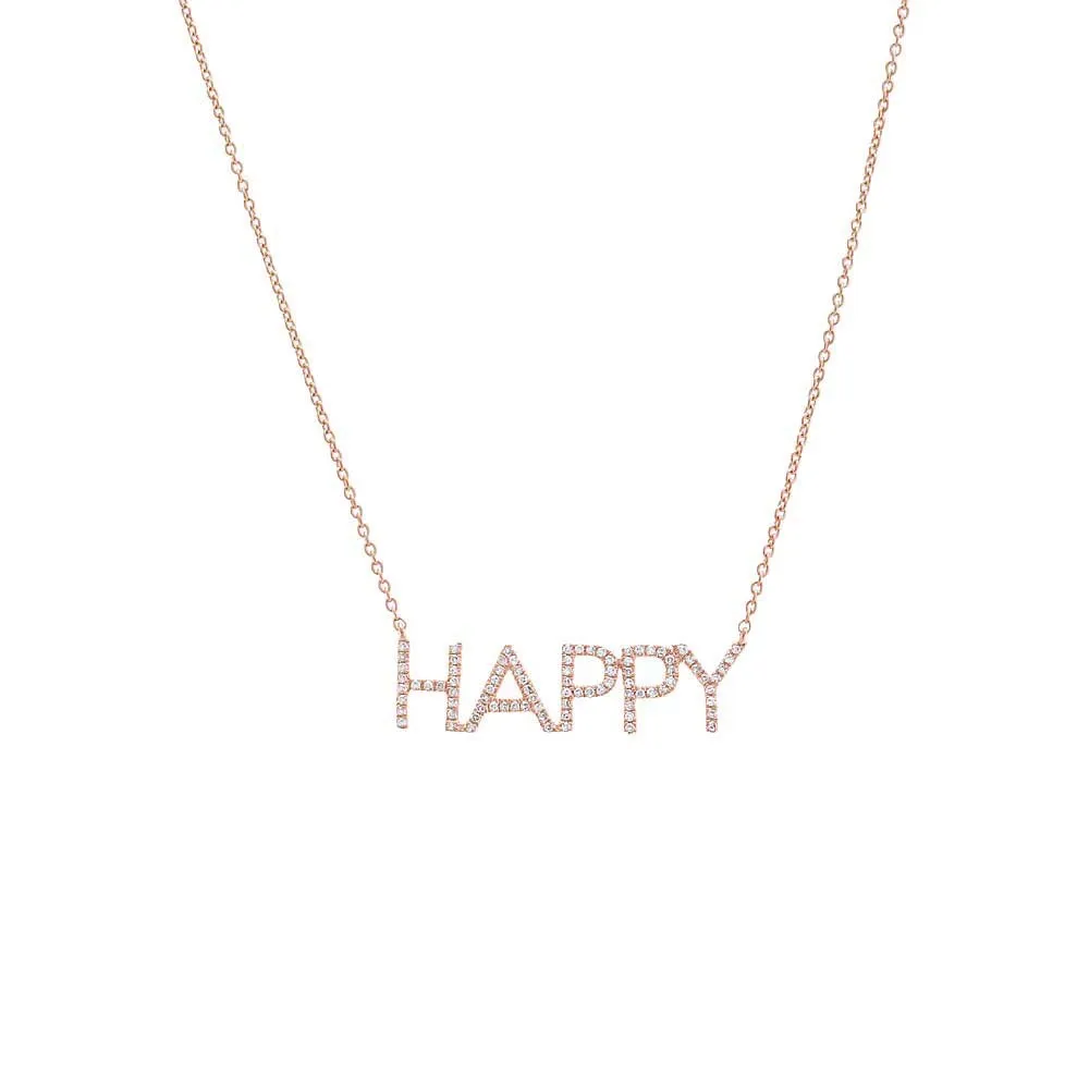 Diamond Pave Happy Nameplate Necklace 14K sold by Adina Eden's product image thumbnail 5