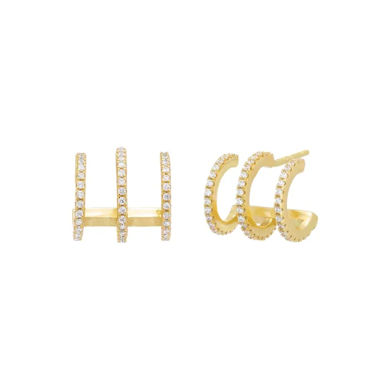 Pavé Triple Thin Claw Stud Earring sold by Adina Eden's