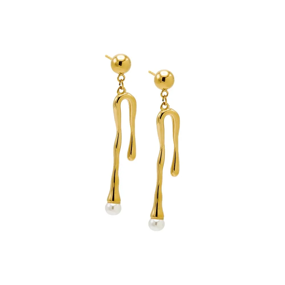 Dripping Pearl Drop Stud Earring sold by Adina Eden's