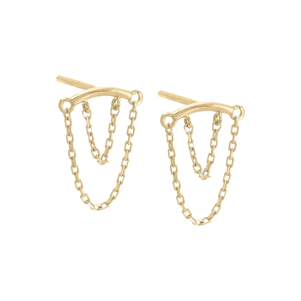 Double Chain Threaded Stud Earring 14K sold by Adina Eden's