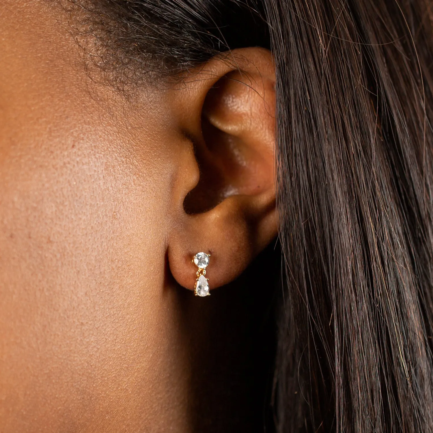 CZ Solitaire x Teardrop Stud Earring sold by Adina Eden's product image thumbnail 2