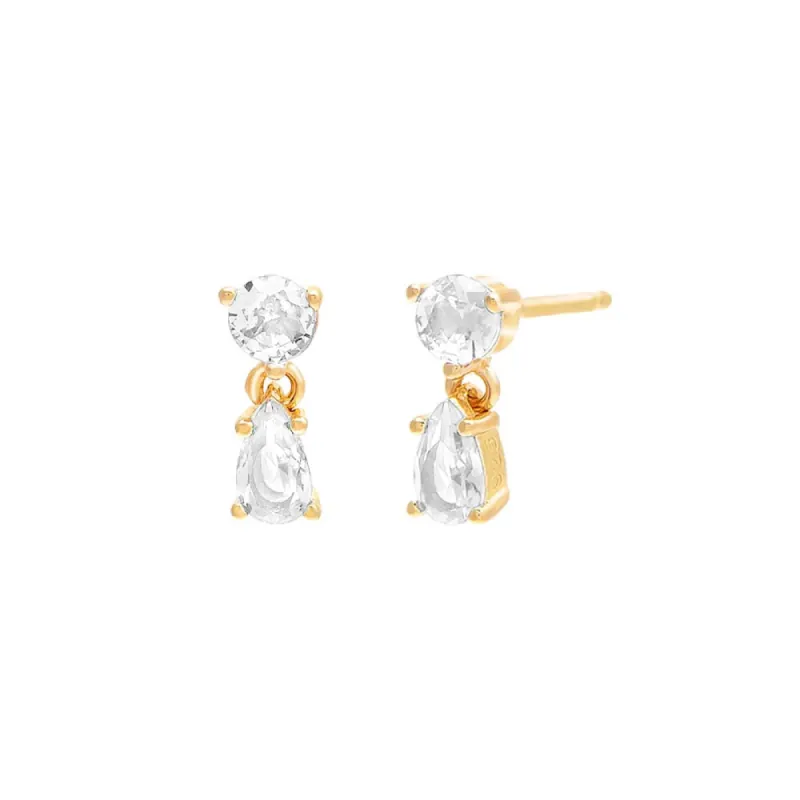CZ Solitaire x Teardrop Stud Earring sold by Adina Eden's