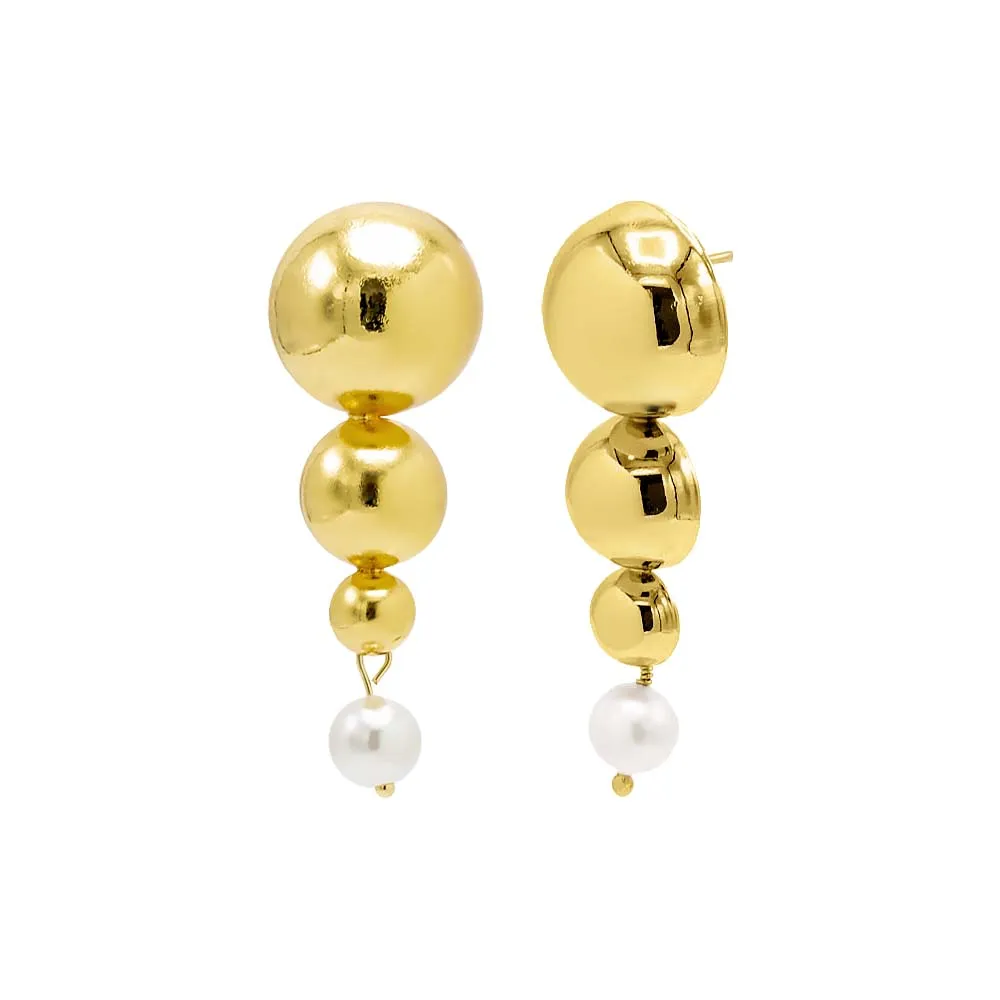 Graduated Multi Ball X Pearl Drop Stud Earring sold by Adina Eden's