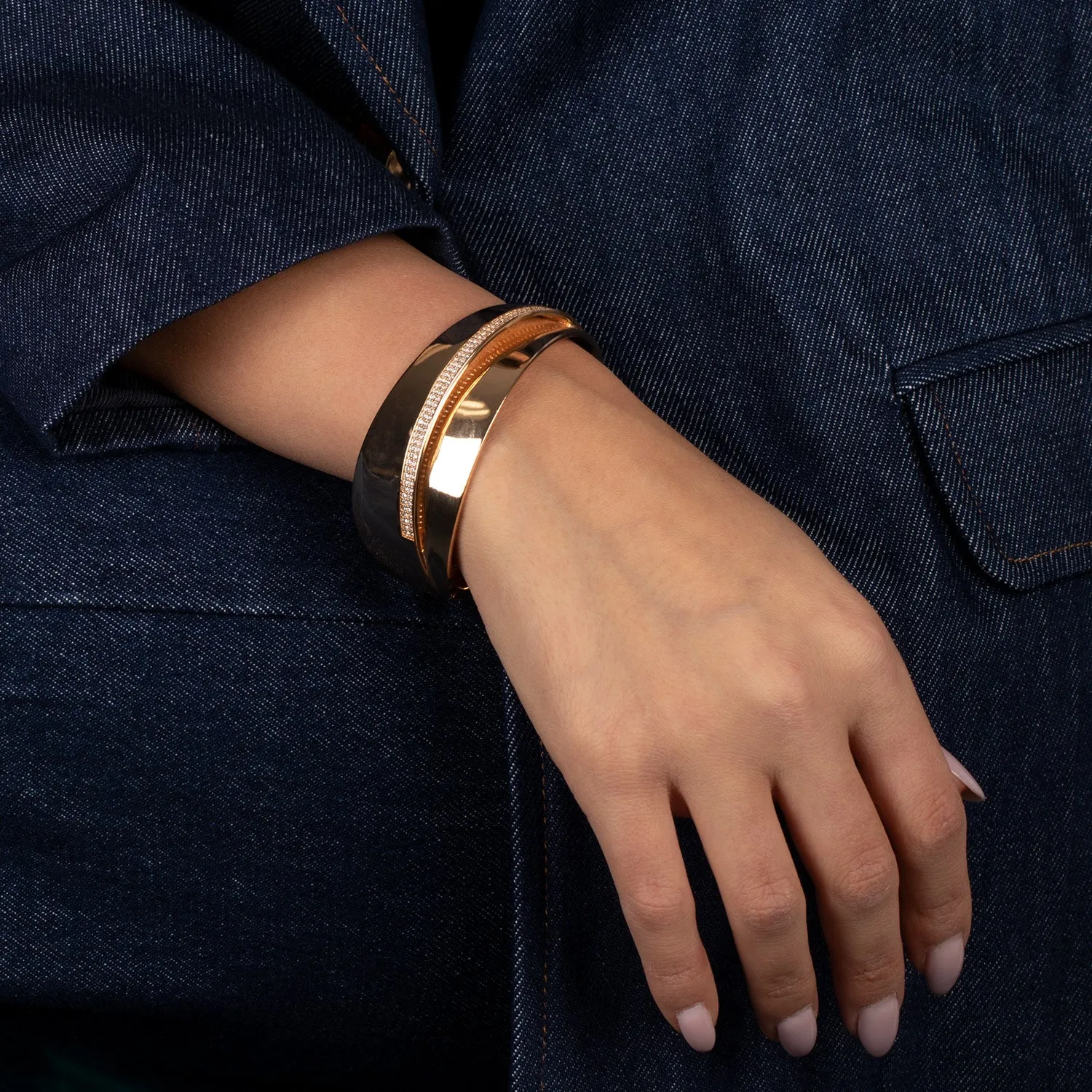 Pave Fancy Intertwined Bangle Bracelet sold by Adina Eden's product image thumbnail 2